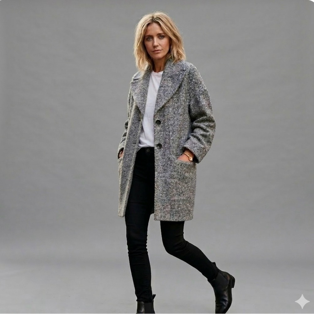 ATM Anthony Thomas Melillo Heathered Gray Oversized Fleece Over Coat Small - Picture 2 of 14
